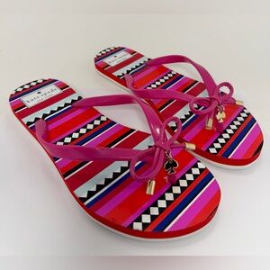 Kate Spade Nova Flip Flop Spade Bow Sandals Geometric Aztec Print